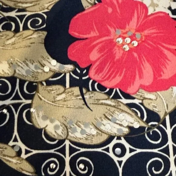 JM Collection Women's Blouse Floral Top Size 2XL Rhinestones Peasant Long Sleeve - Picture 9 of 11